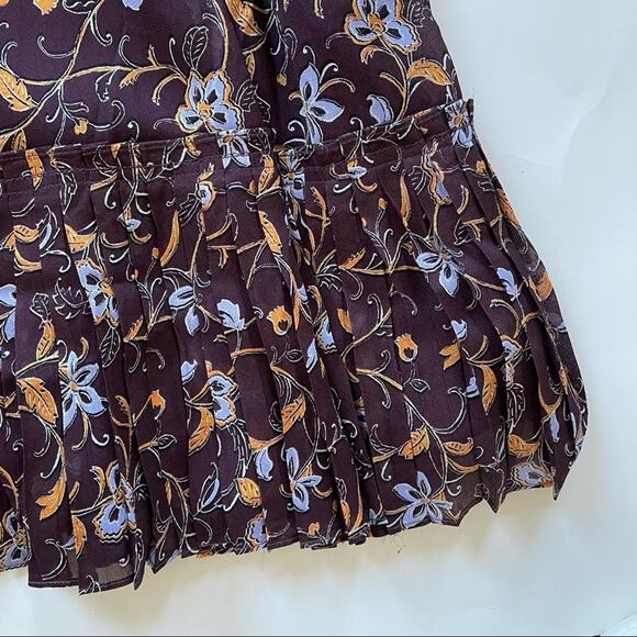 Nicholas Gemma Chiffon Mini Dress Pleated Keyhole Cutout Jasmine Floral 14 NWT - Picture 9 of 12